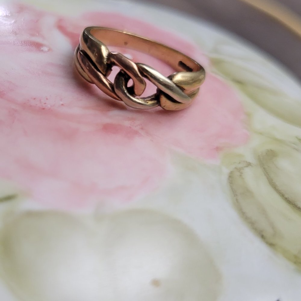 Vintage 14K ROSE GOLD & Yellow Gold & STERLING WEDDING BAND SIZE 6 1/2
